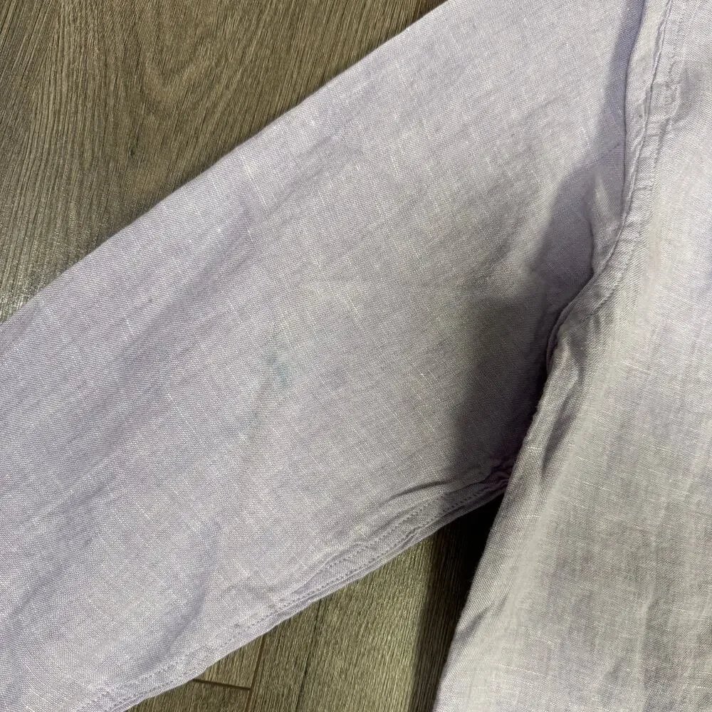 J.Crew Classic Fit Linen Shirt Mens M Purple Button Up Long Sleeve Lightweight